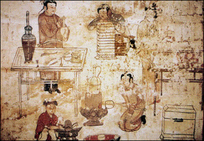 下八里村6号墓壁画--茶作坊图 [辽]